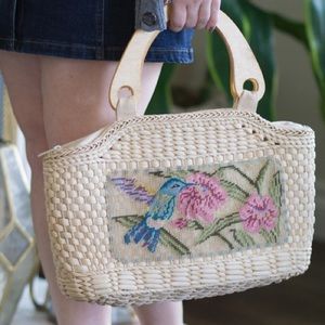 Vintage hummingbird tote bag